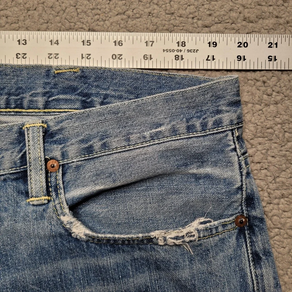 Polo Ralph Lauren Jeans 38x30 Blue Thompson Relaxed Straight Leg‎ Distressed